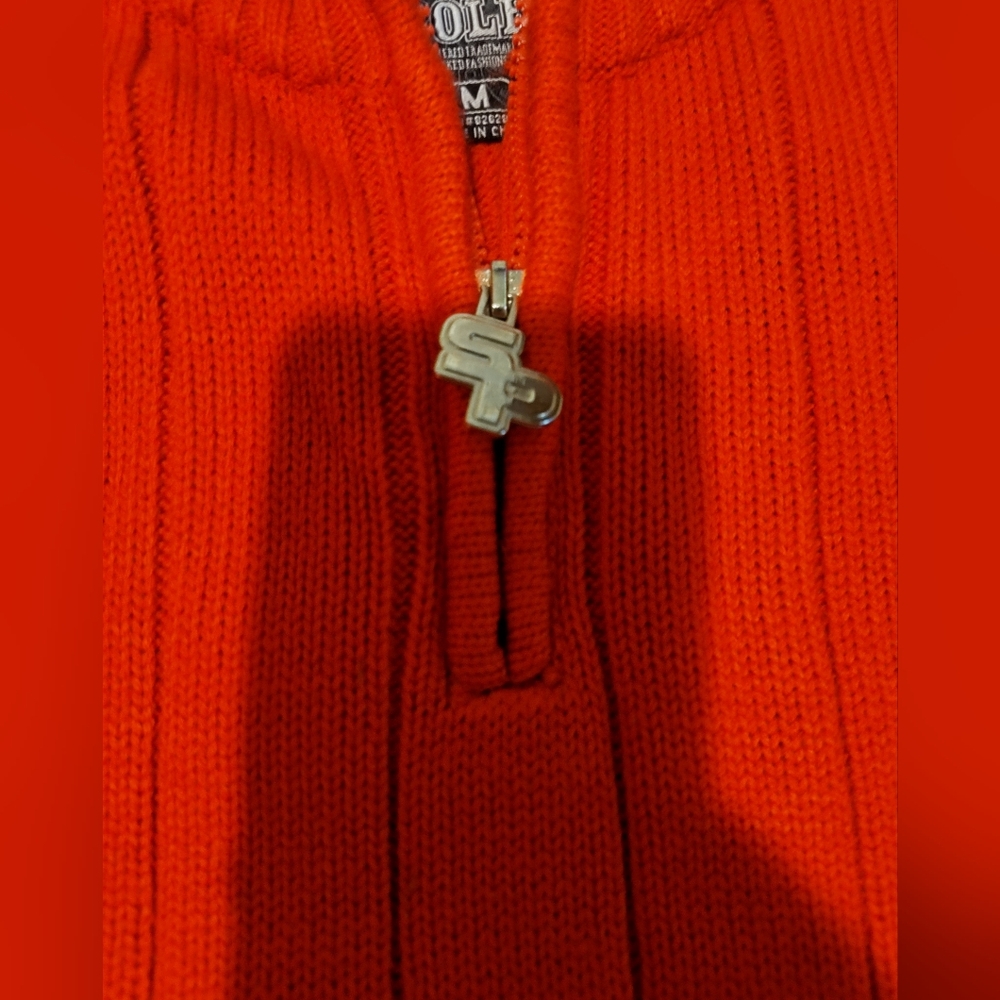 Red Ribbed Sweater with Zipper - Picture 4 of 5